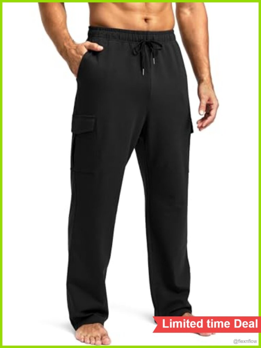 Men's Cotton Sweatpants with Cargo Pockets Casual Workout Pants